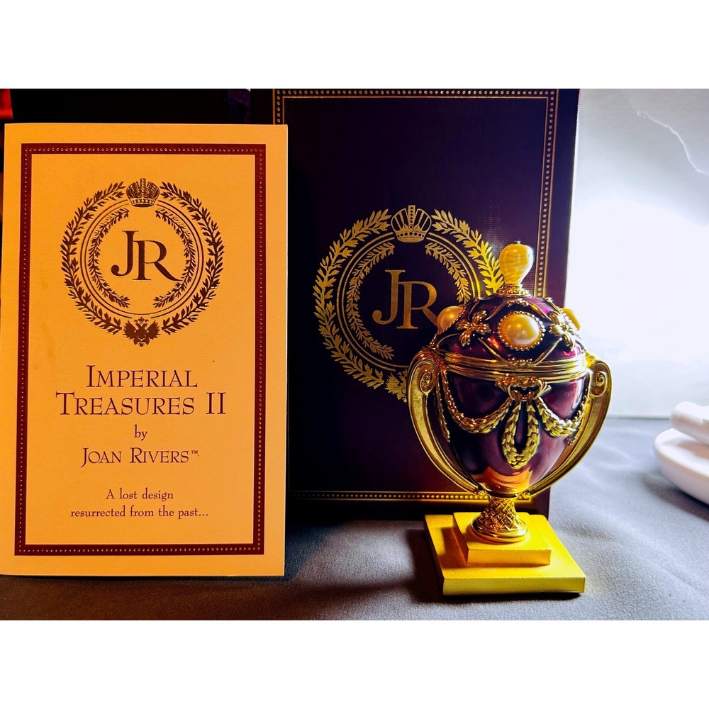 Joan Rivers Imperial Treasures II Faberge Style Egg Trinket Box with Bee Pin COA